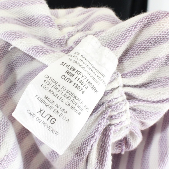 Pleione Women's French Terry Striped Lavender Bodycon Dress - Picture 6 of 6